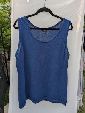 Coastal Grandmother Linen Blend Knit Tank Top Sleeveless Shell Plus Breathable